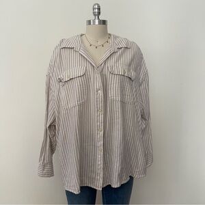 Lee Cream Striped Button-Up Shirt